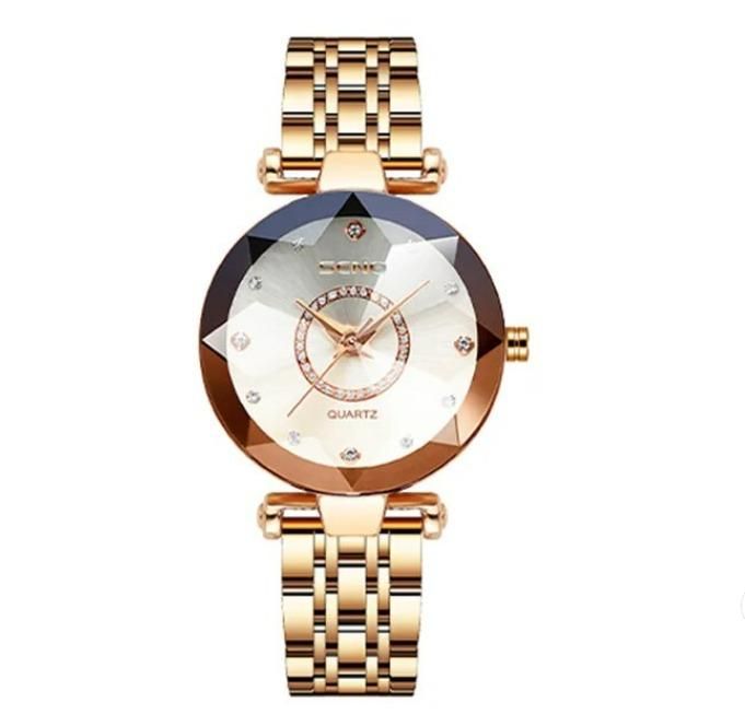 DIAMOND SHAPE WATCH (Rose Gold Strap)