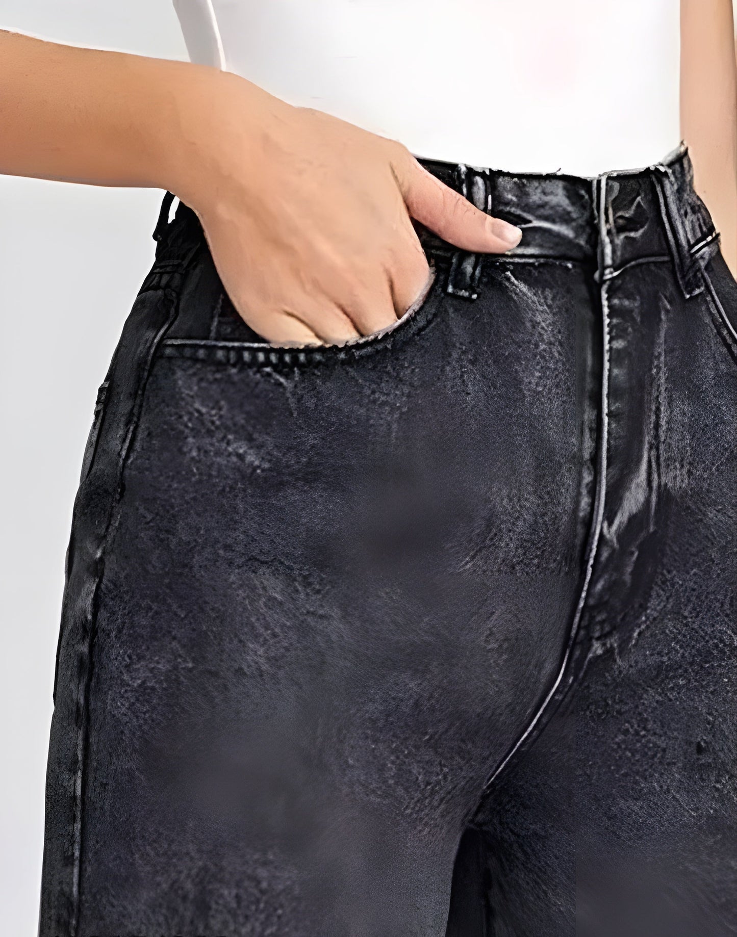 Black Straight-Leg Denim Jeans
