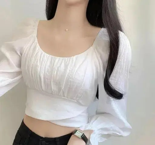 Modern Classic Puff Style Full Sleeve Crop Top