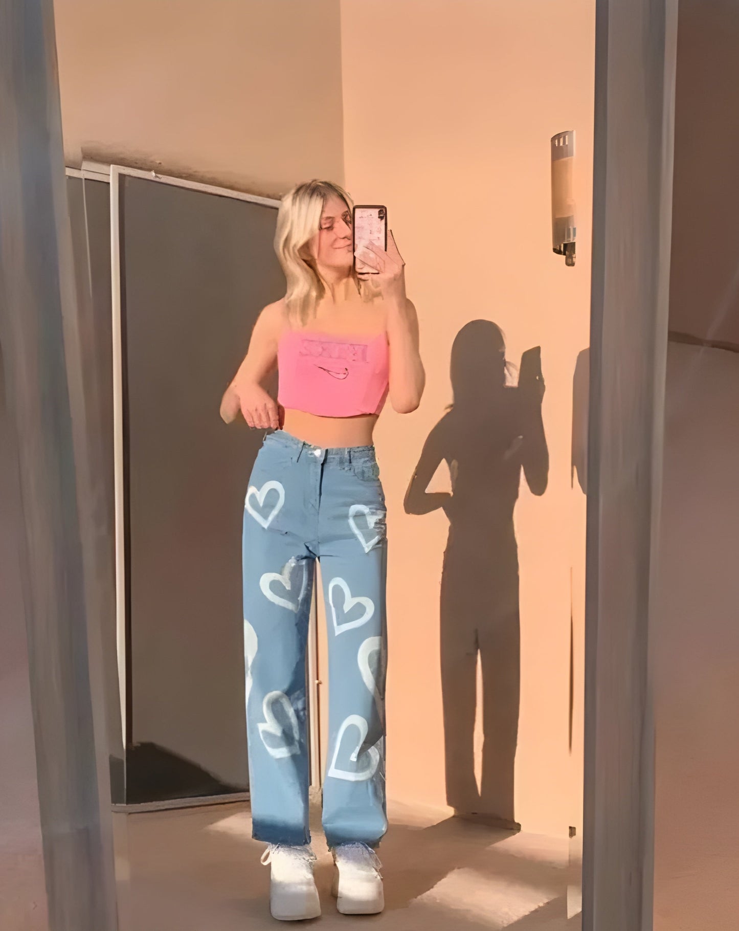 Women’s High Waist Heart Shape Denim Jeans