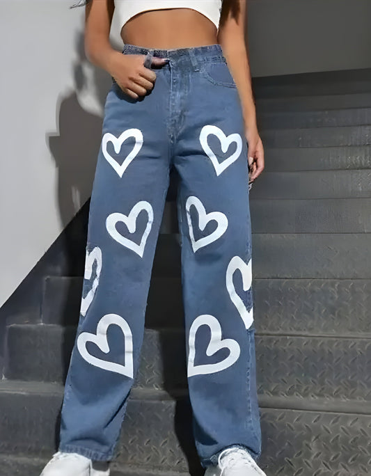 Women’s High Waist Heart Shape Denim Jeans